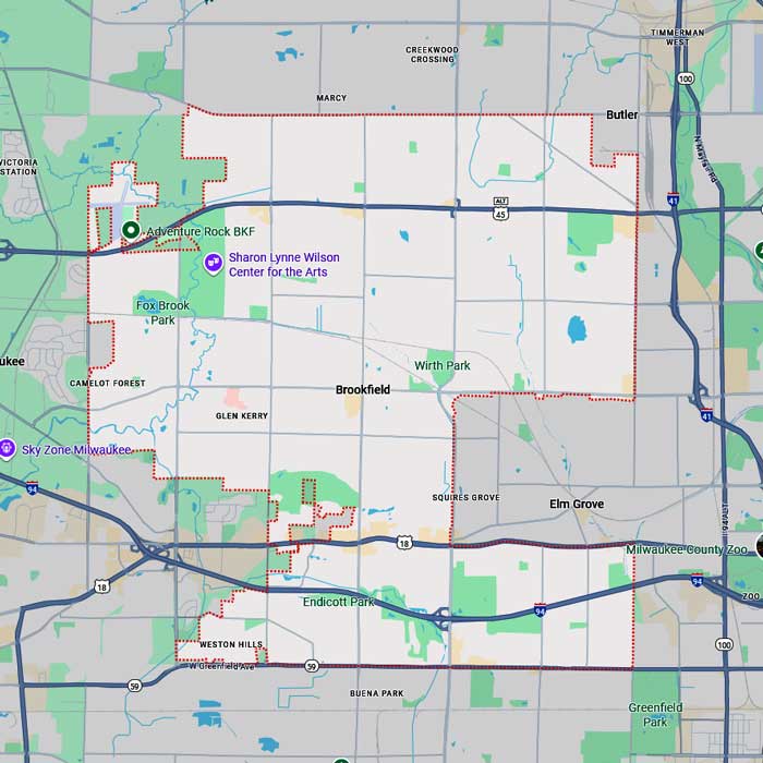 Sonoran Pool Services service area map for Brookfield, WI